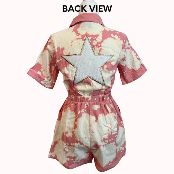 Judith March Pink and White Tie-Dye Romper NWT - Picture 6 of 7